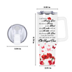 Poppy flower Old rugged cross - 40 Oz Tumbler With Handle - Personalized Stainless Steel Tumbler