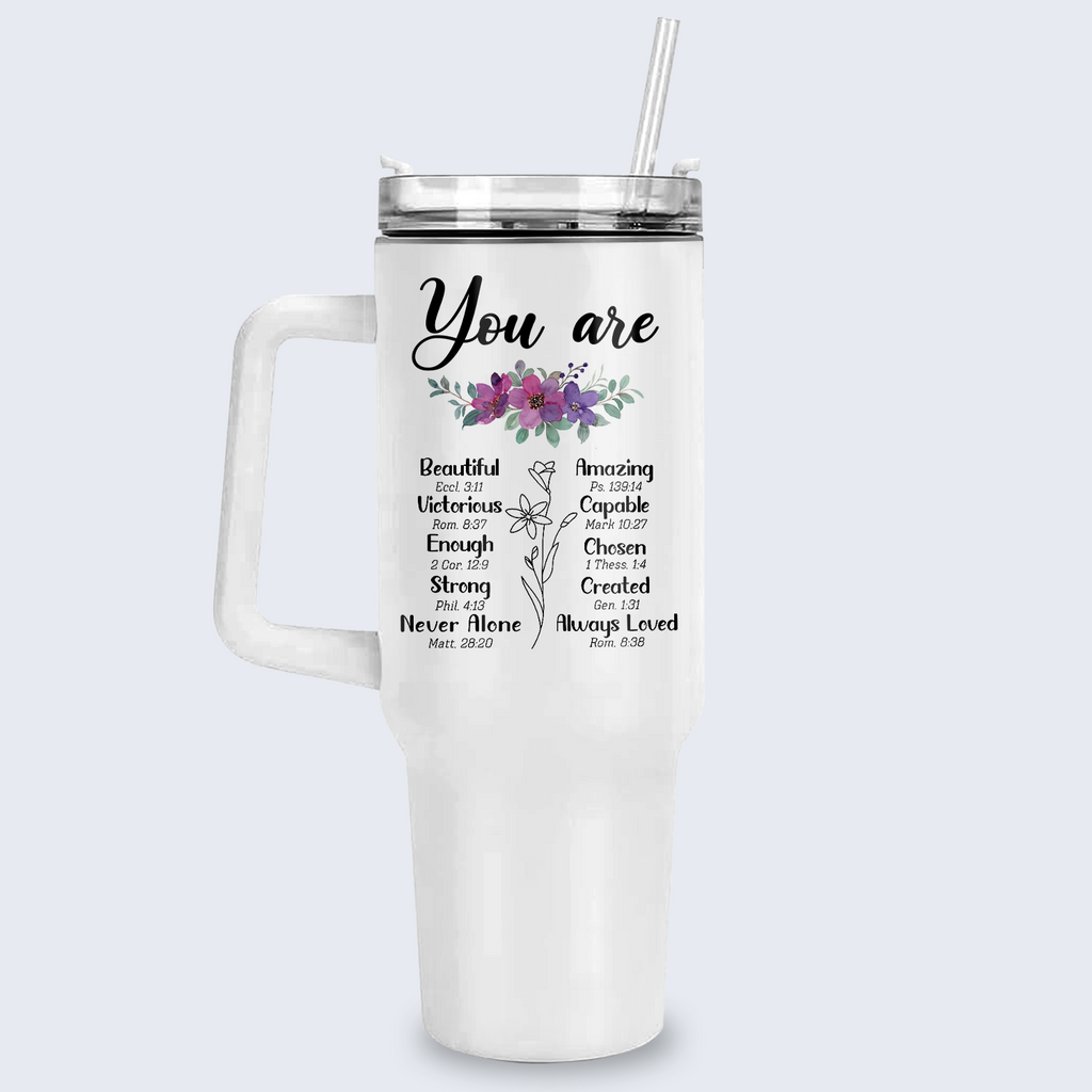 Floral You Are Bible Verse Inspirational Gifts for Women Friends 40Oz Tumbler