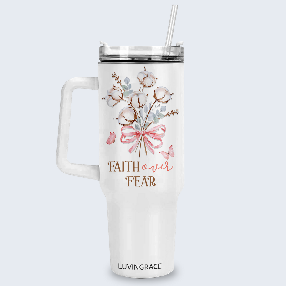 Floral Faith Over Fear Inspirational Gifts for Women Friends 40Oz Tumbler