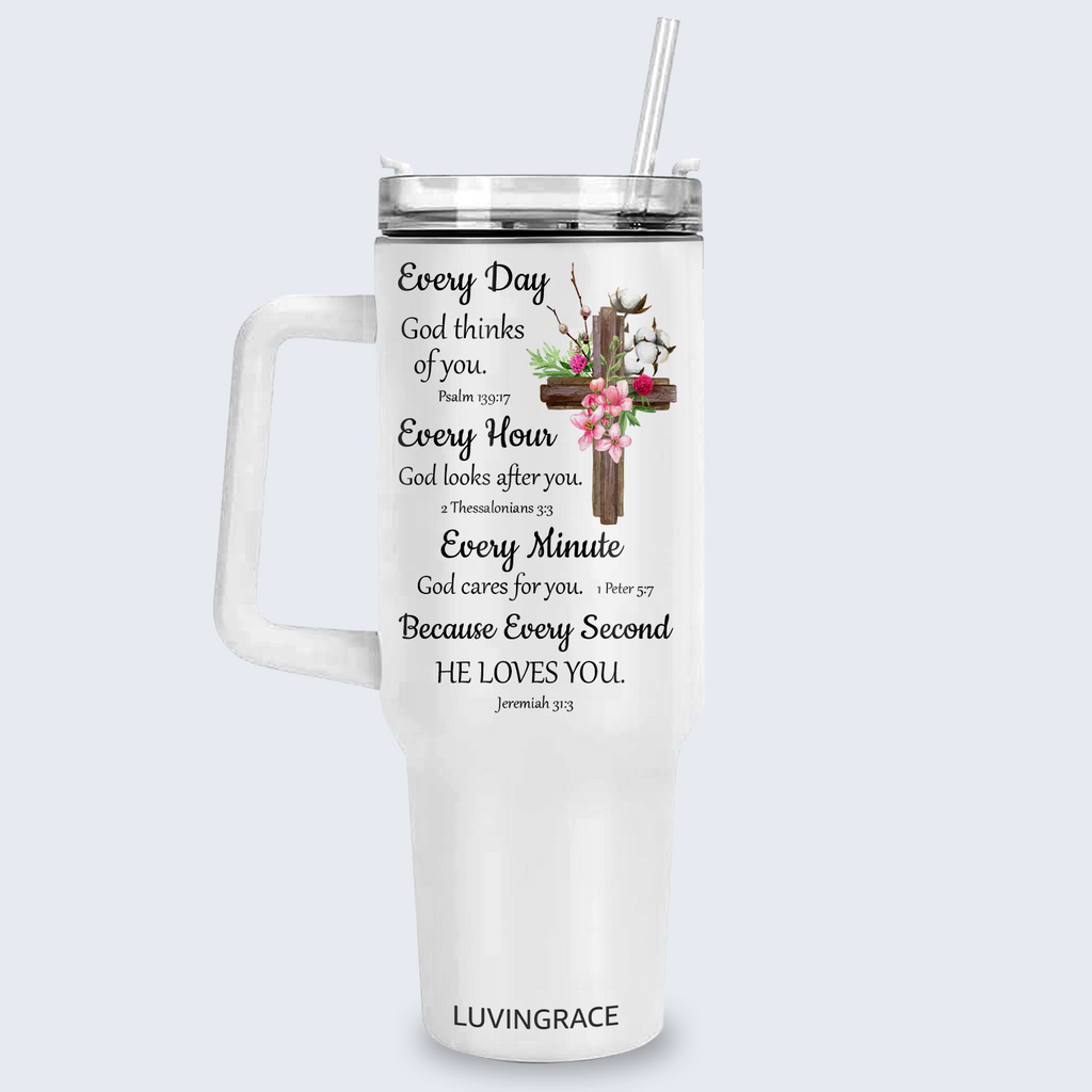 Floral Cross Bible Verse Inspirational Gifts for Women Friends 40Oz Tumbler
