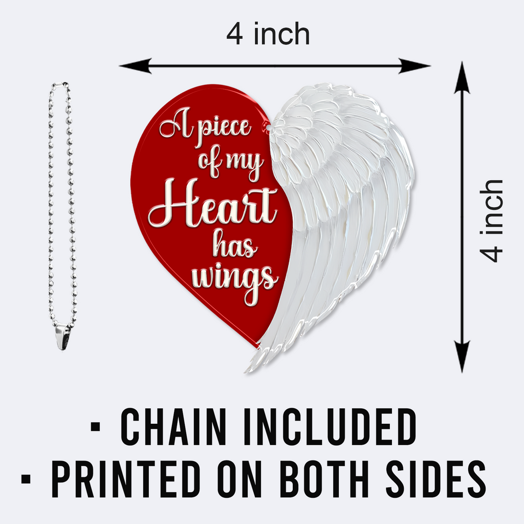 Memorial Ornament Piece Of Heart Wings Car Hanging, Christmas Ornament Gift