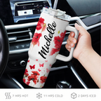 Poppy flower You are - 40 Oz Tumbler With Handle - Personalized Stainless Steel Tumbler