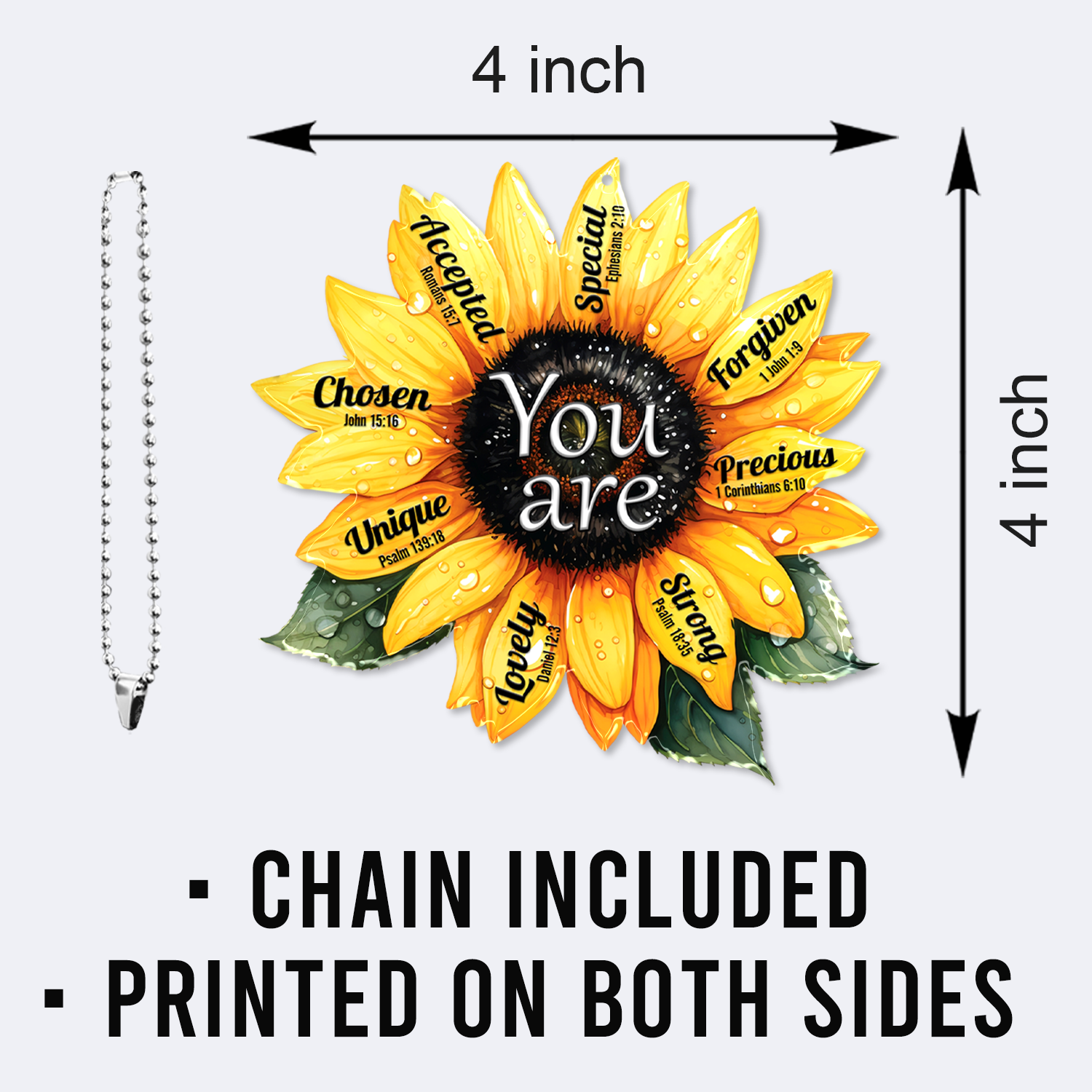 Sunflower You Are Christian Ornament Gift Bible Verse Christmas Ornament Car Hanging
