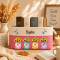 Custom Storage Basket - Personalized Faith Hope Love Bible Flower Book Basket - Gifts for Jesus Lovers, Bookish Lovers