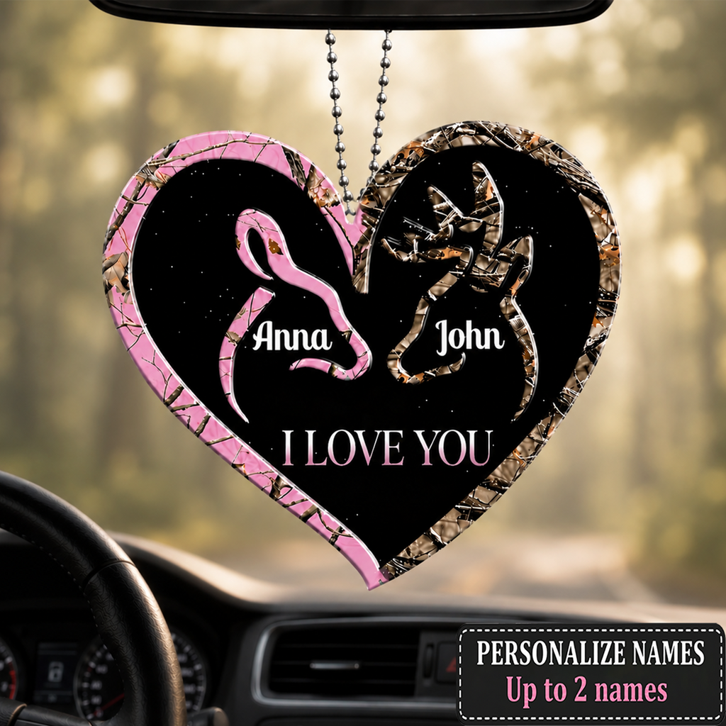Personalized Deer Heart Doe Buck I Love You Ornament, Custom Gift for Couples, Anniversary Gifts