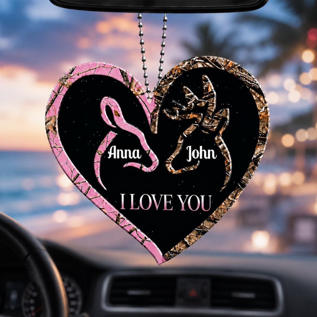 Personalized Deer Heart Doe Buck I Love You Ornament, Custom Gift for Couples, Anniversary Gifts