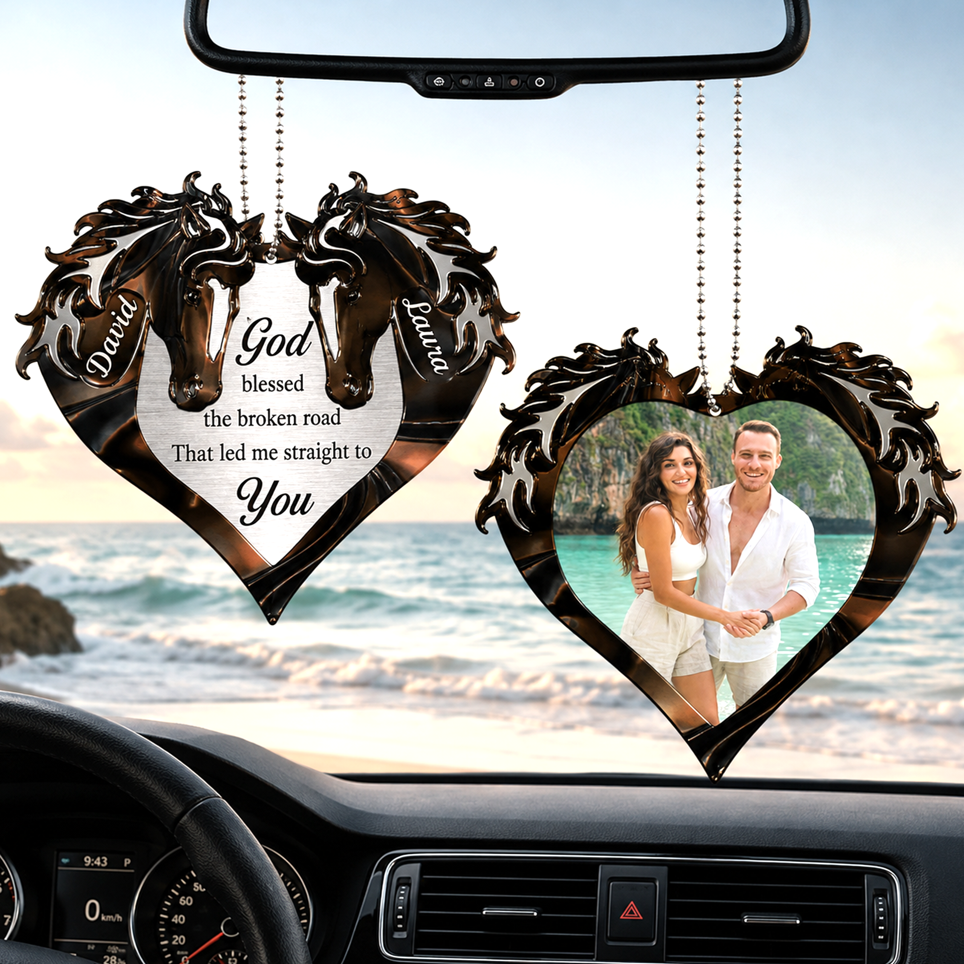 Heart Of Couple Horse God Blessed Personalized Two Sided Ornament