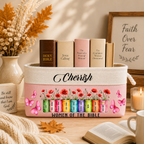 Custom Bookish Basket - Personalized Women of the Bible Flower Basket - Gifts for Jesus Lovers, Bookworms, women