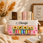 Custom Bookish Basket - Personalized Women of the Bible Flower Basket - Gifts for Jesus Lovers, Bookworms, women