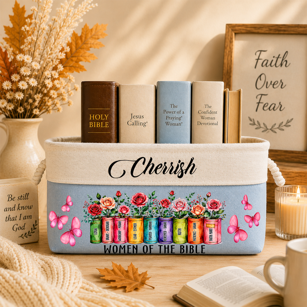 Custom Bookish Basket - Personalized Women of the Bible Flower Basket - Gifts for Jesus Lovers, Bookworms, women