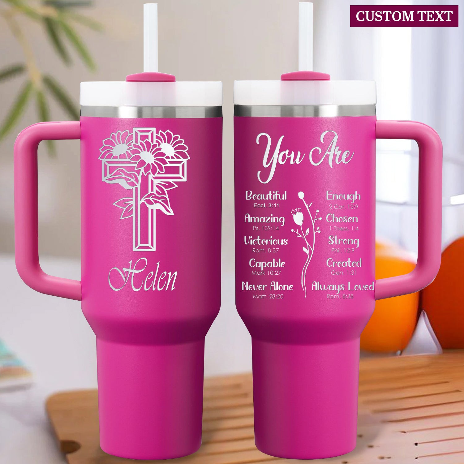 You Are Bible Verse 40oz Personalized Tumbler Travel Cup - Birthday, Christmas Gifts for Women - Inspiration Gifts