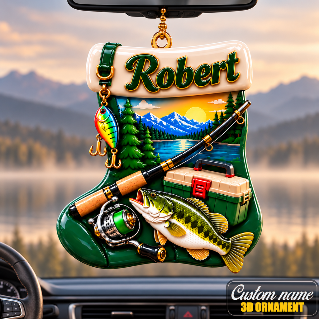 3D Raised Personalized Name Fishing Wader Ornament - Ideal Gift for Him