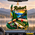 3D Raised Personalized Name Fishing Wader Ornament - Ideal Gift for Him