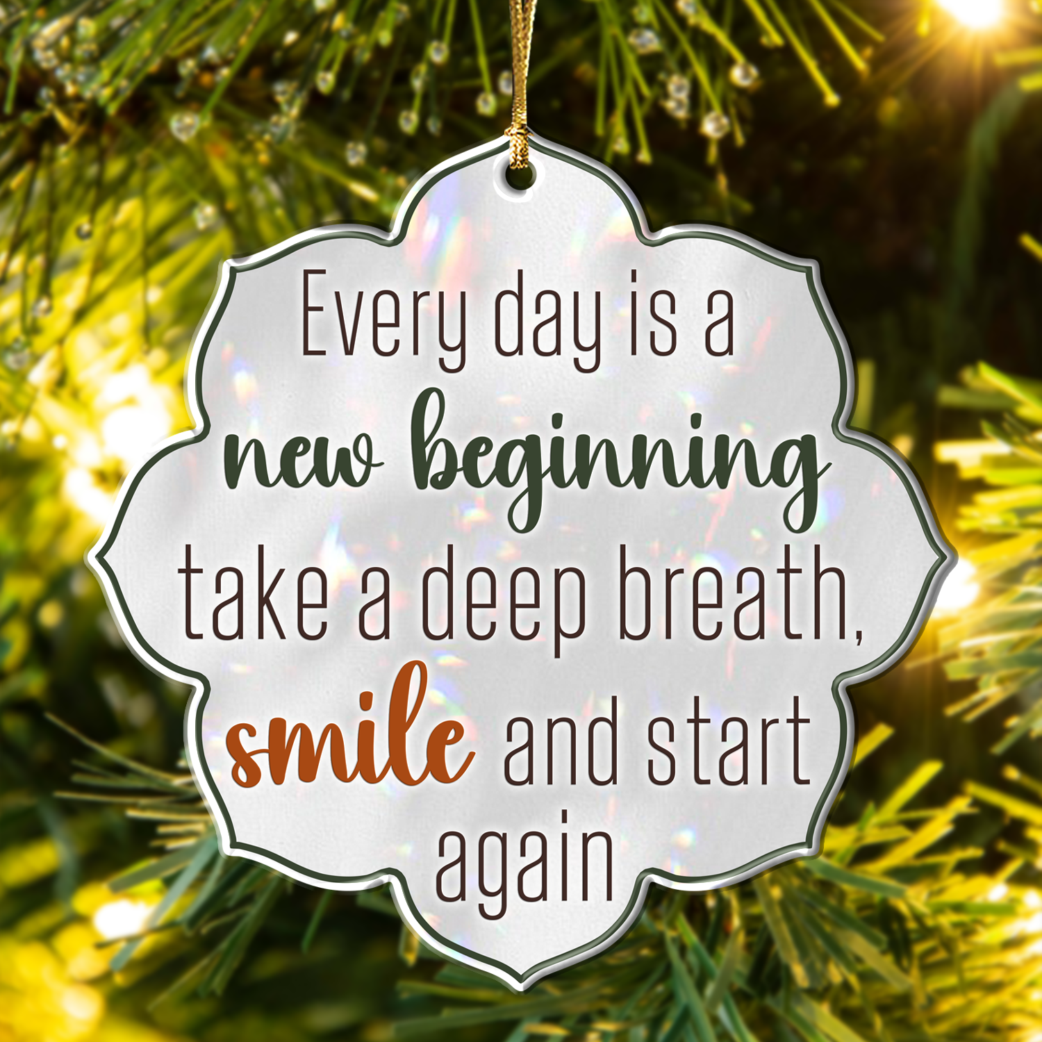 Flower Silhouette Every Day Is A New Beginning Christian Ornament Gift Bible Verse Christmas Ornament Car Hanging
