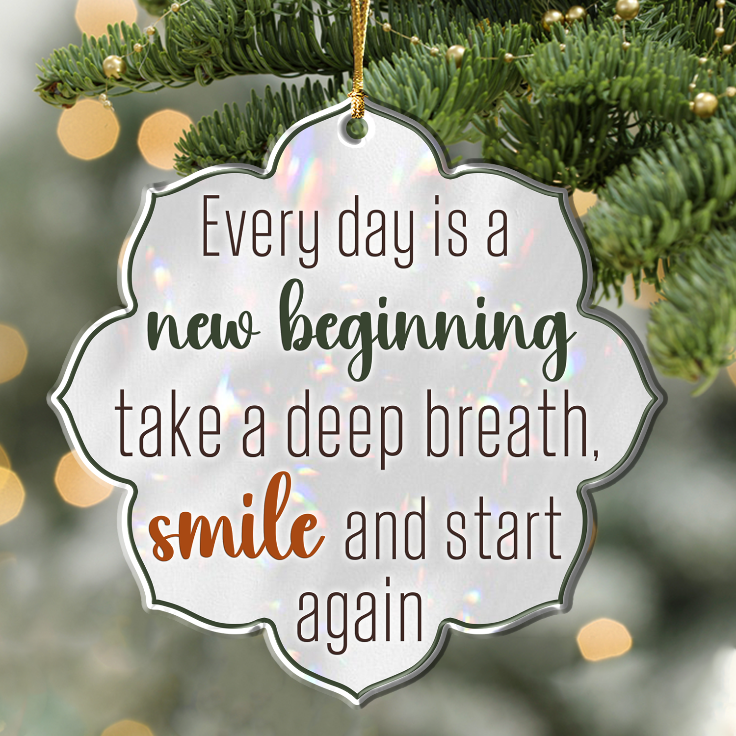 Flower Silhouette Every Day Is A New Beginning Christian Ornament Gift Bible Verse Christmas Ornament Car Hanging
