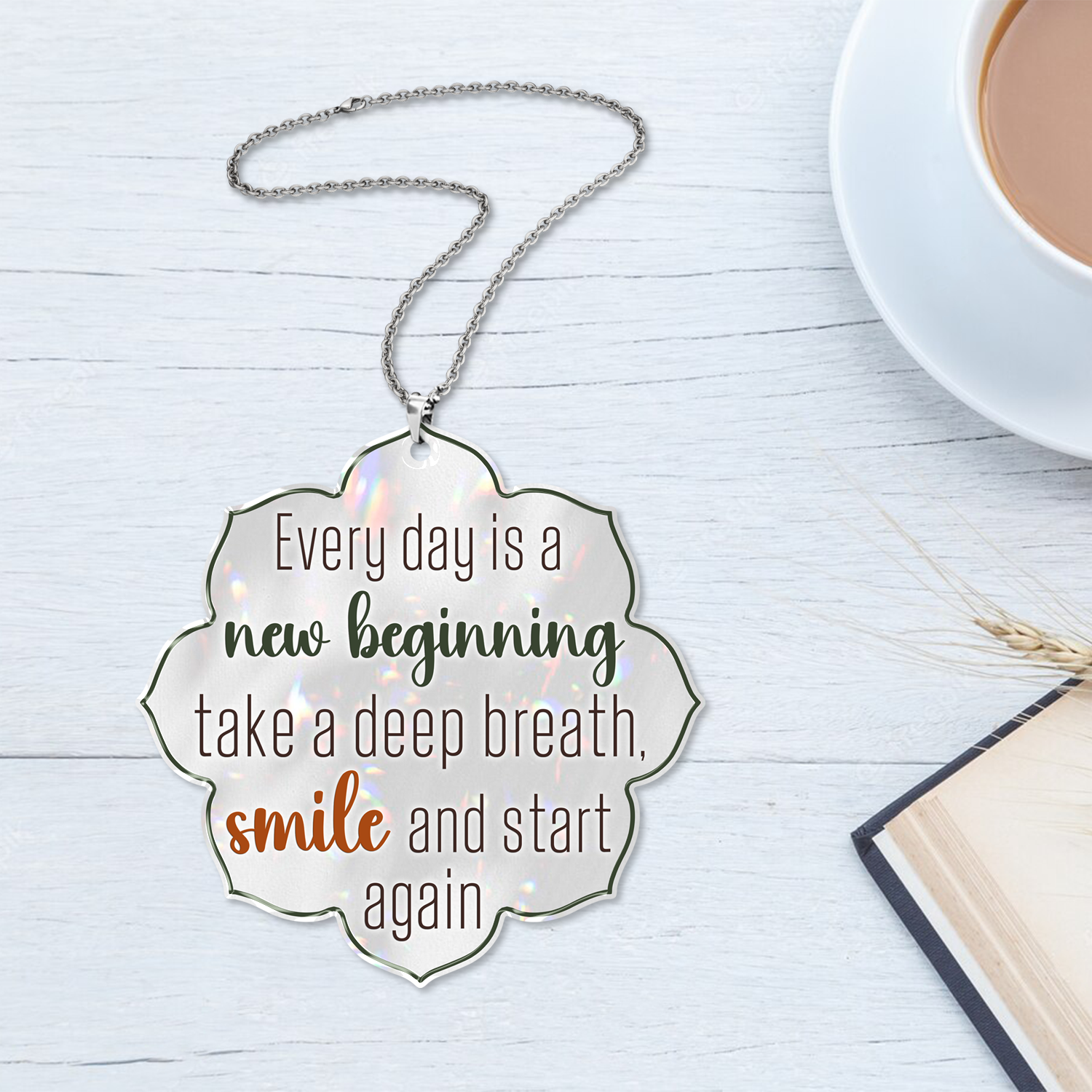 Flower Silhouette Every Day Is A New Beginning Christian Ornament Gift Bible Verse Christmas Ornament Car Hanging