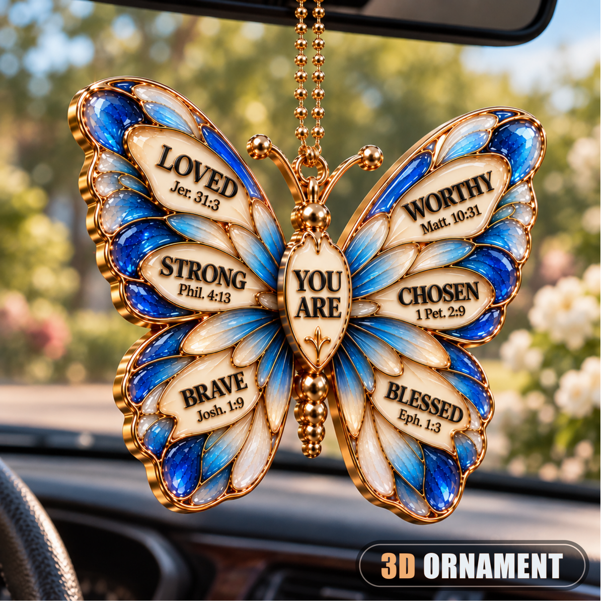 3D Raised You Are Butterfly Ornament – Inspirational Bible Verse Christian Gift