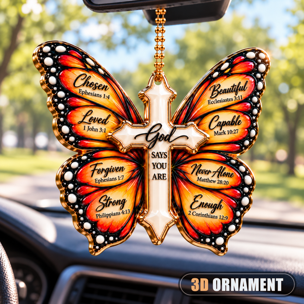3D God Says You Are Butterfly Cross Ornament – Christian Faith Gift