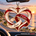 Personalized Names Cross Heart Ornament – Christian Couple Gift