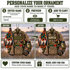 3D Raised Personalized Name Ornament - Mallard Ducks Camo Jacket Ornament - Hunting Gift for Him & Her