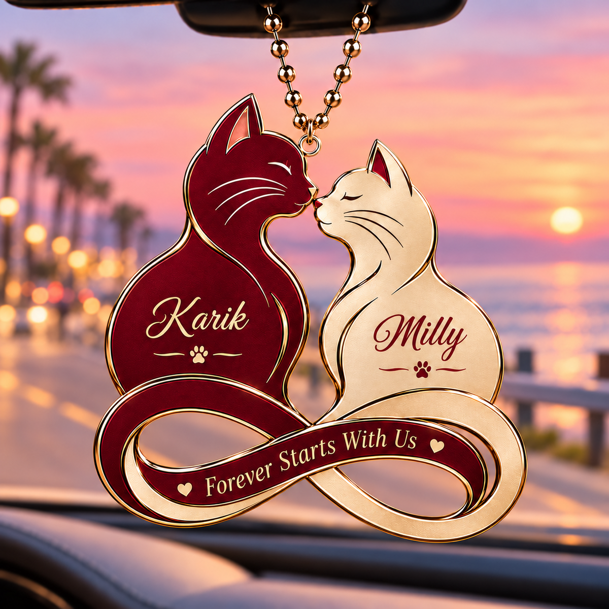 Personalized Names Forever Cat Couple Infinity Ornament – Anniversary Gift for Him & Her