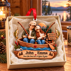 3D Raised Personalized Names Ornament - Fishing Buddies Ornament – Gift for Couples