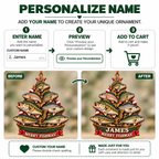 3D Raised Personalized Name Merry Fishmas Bass Fishing Boat Ornament