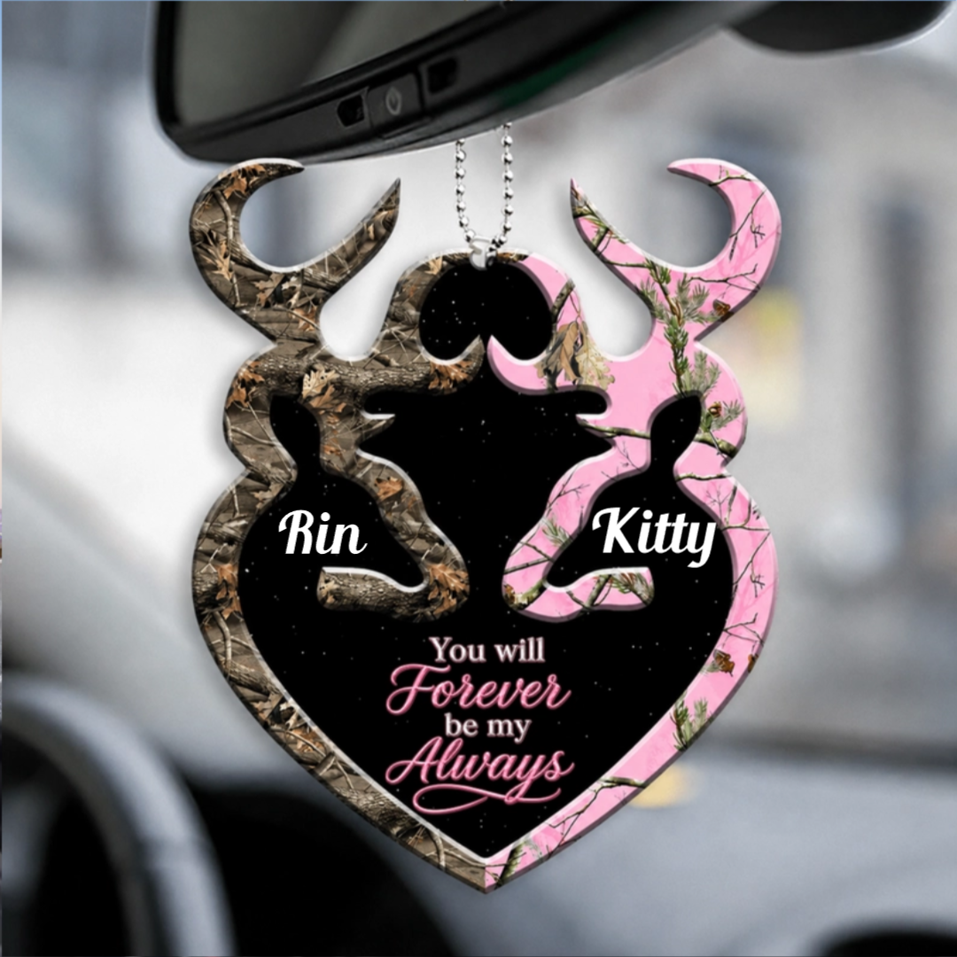 Personalized Name Buck And Doe You Will Forever Be My Always Heart Ornament - Ideal Gifts for Couples, for Husband & Wife