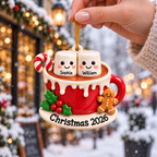 3D Raised Personalized Names Ornament – Hot Cocoa Marshmallow Couple Christmas Gift