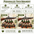 3D Raised Personalized Name Ornament - Hunting Mallard Ducks Ornament - Gift for Him