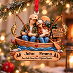 3D Raised Personalized Names Ornament - Fishing Buddies Ornament – Gift for Couples