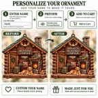 3D Raised Personalized Name Ornament - Hunter Corner Chalets Ornament Gift for Him & Her