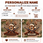 3D Raised Personalized Name Camo Hunting Deer Ornament - Gift for Hunting Lovers