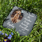 Pet Photo I Crossed The Rainbow Bridge Custom Dog Memorial Stone, Pet Memorial Gifts - Personalized Custom Memorial Tombstone