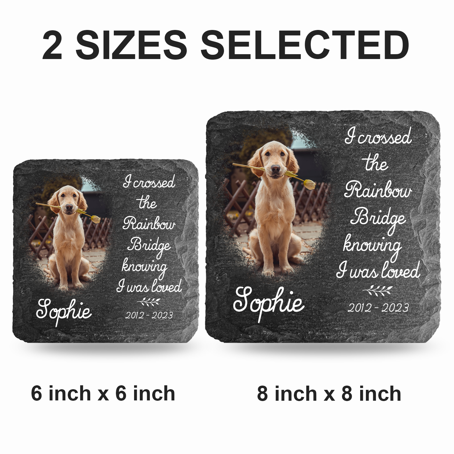 Pet Photo I Crossed The Rainbow Bridge Custom Dog Memorial Stone, Pet Memorial Gifts - Personalized Custom Memorial Tombstone