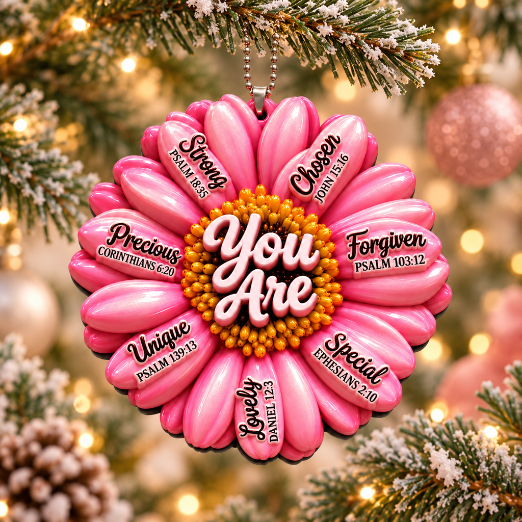 3D Raised Ornament – Pink Gerbera Daisy Ornament - Inspirational Gift for Her