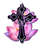 Lotus Flower Pray Faith Cross Christian Ornament Gift Christmas Ornament Car Hanging