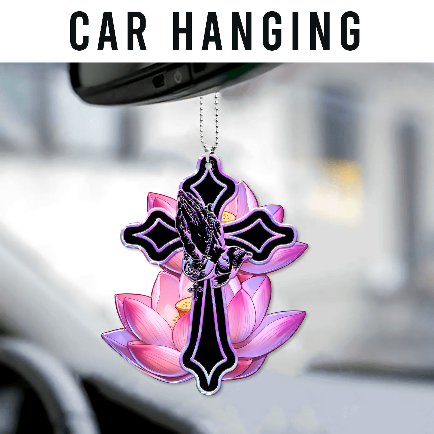 Lotus Flower Pray Faith Cross Christian Ornament Gift Christmas Ornament Car Hanging