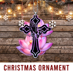 Lotus Flower Pray Faith Cross Christian Ornament Gift Christmas Ornament Car Hanging