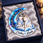 Personalized Names Love You to the Moon & Back Blue Wolf Couple Ornament – Anniversary Keepsake