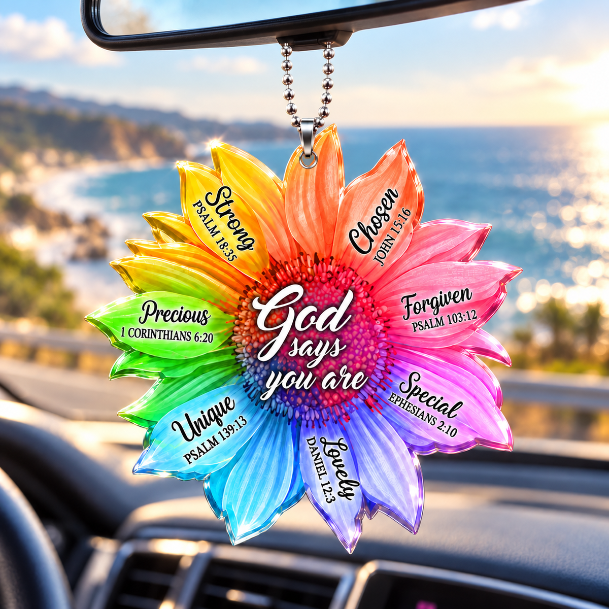 Rainbow Sunflower God Says You Are Ornament