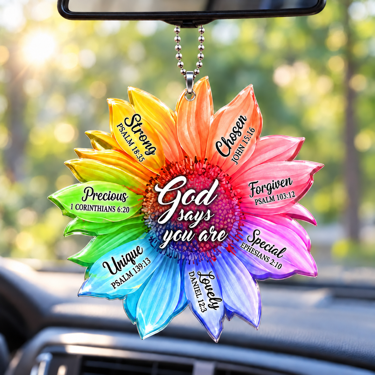 Rainbow Sunflower God Says You Are Ornament