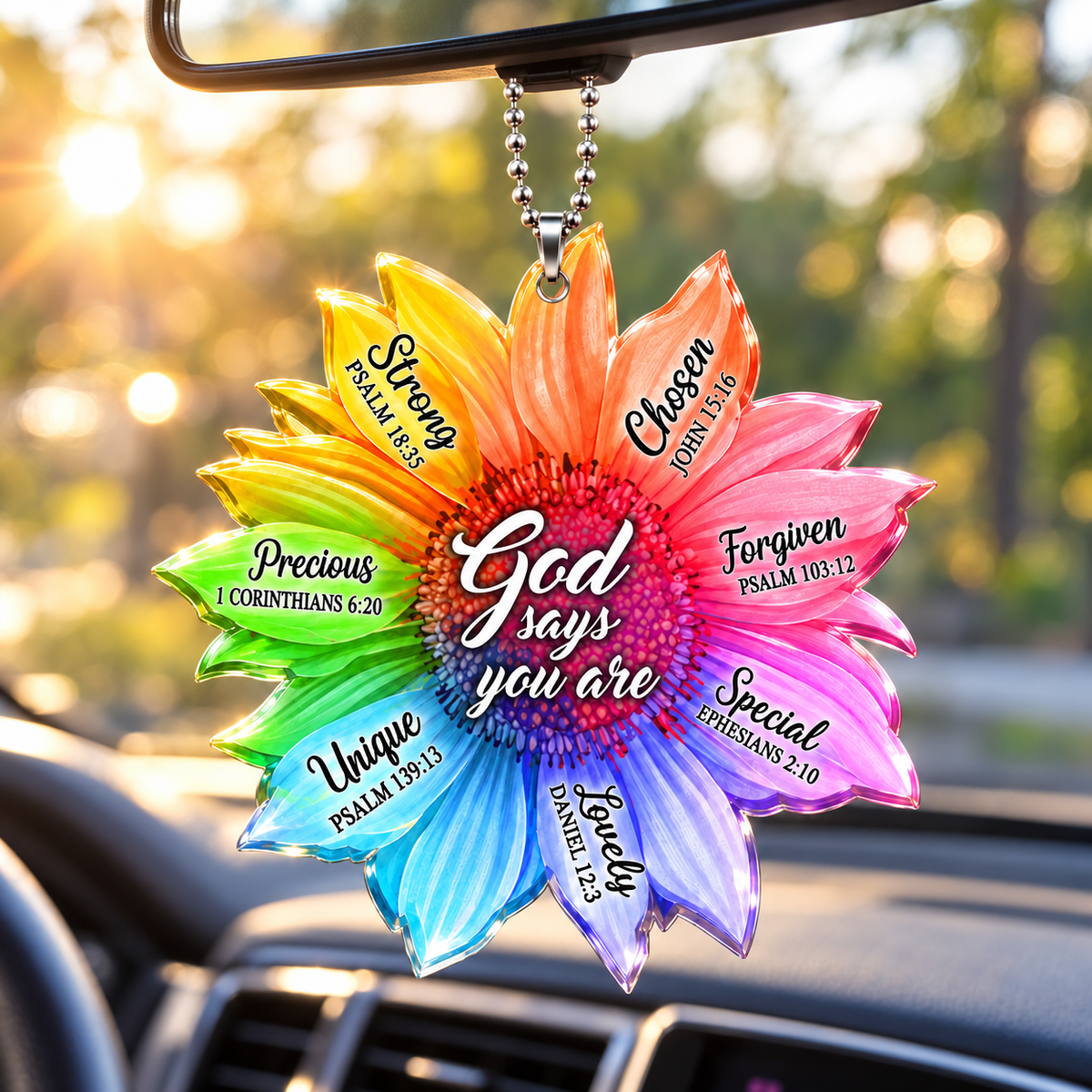Rainbow Sunflower God Says You Are Ornament