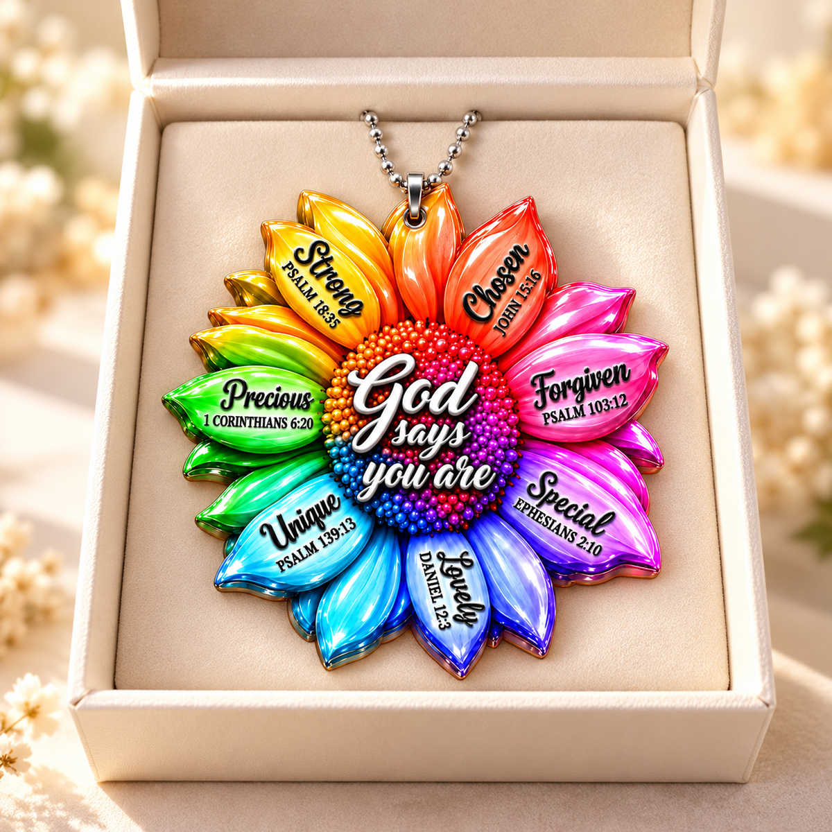 3D Raised God Says You Are Rainbow Sunflower Ornament