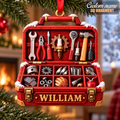 3D Raised Personalized Mechanic Toolbox Christmas Ornament - Gift for Him