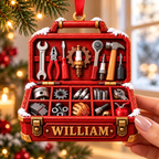 3D Raised Personalized Mechanic Toolbox Christmas Ornament - Gift for Him
