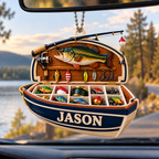 3D Raised Personalized Name Trout Fishing Tackle Boat Ornament - Gift for Fishing Lovers
