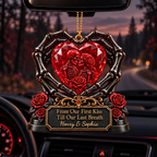 3D Raised Personalized From Our First Kiss Gothic Skeleton Couple Ornament - Anniversary Gifts