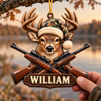 3D Raised Personalized Name Camo Hunting Deer Ornament - Gift for Hunting Lovers