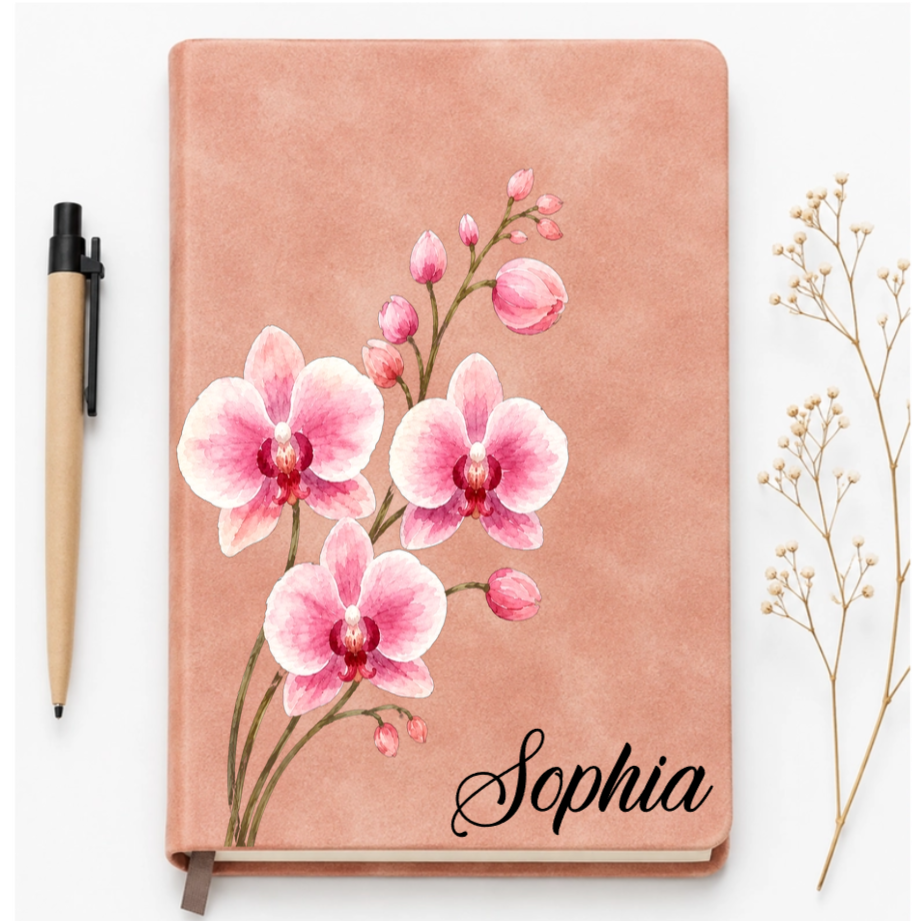 Custom Leather Journal - Personalized Birth Month Flower Vintage Notebook- Gifts for Birthday, Flower Lovers & women
